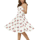 Sleeveless Square Neck Flare Hem Midi Dress