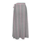 striped pink and black print Women's Long Knot Side Cover Up