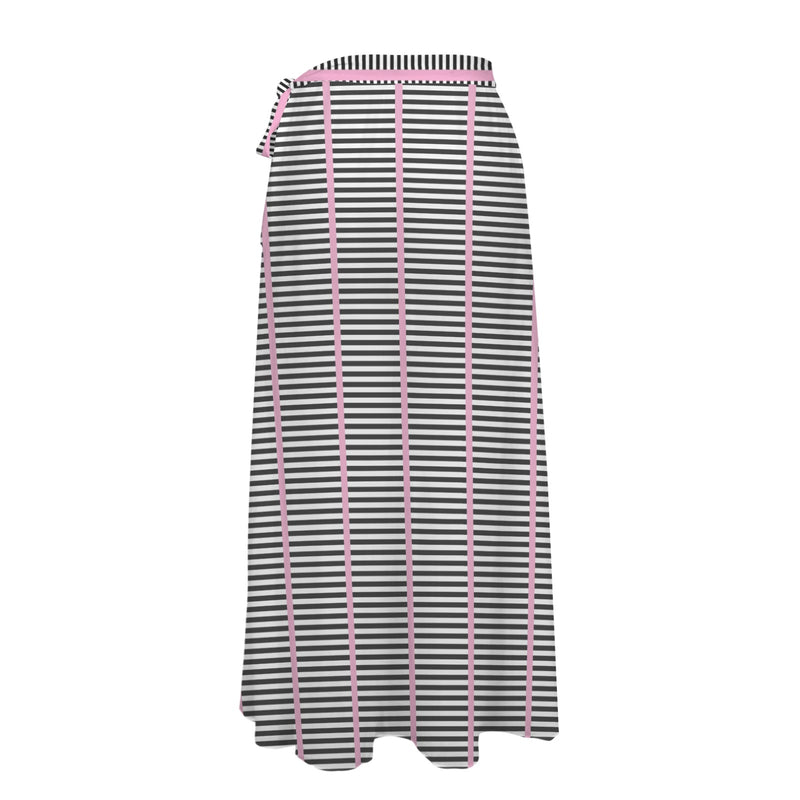 striped pink and black print Women's Long Knot Side Cover Up