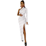 One-Shoulder Slit Maxi Dress Half sleeve split dress