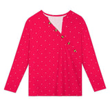 Women's Asymmetrical Neck Button-Up Shirt Long sleeved T-shirt