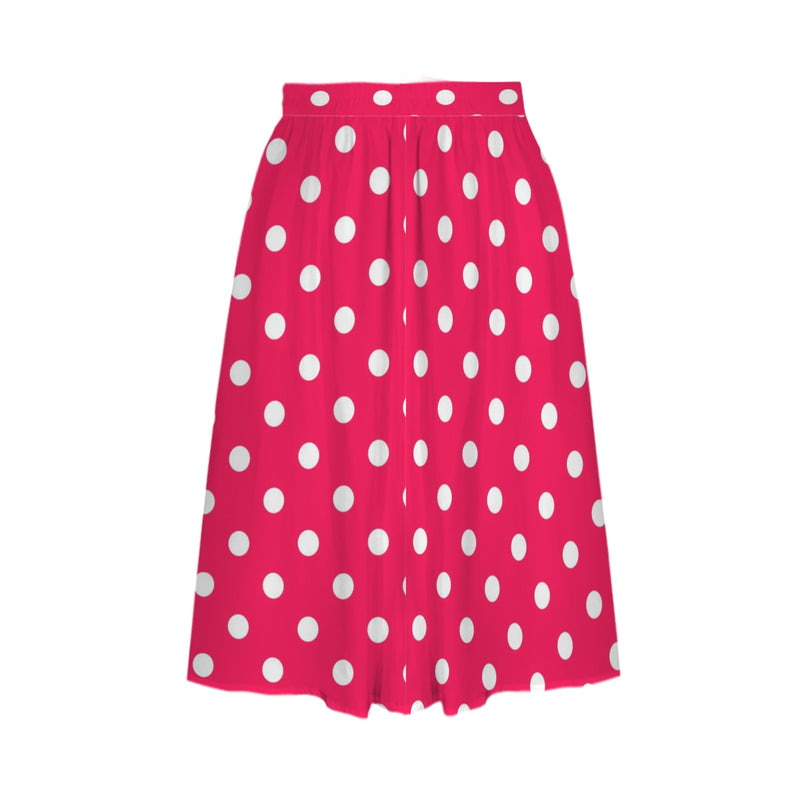 Polka Dots Elastic Waist Pocket Midi Skirt