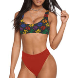 paw red print Sport Top & High-Waisted Bikini Swimsuit (Model S07)