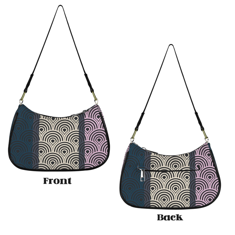 tricolor shell purse print Women's Shoulder Bag-Black Strap (Model 1748)