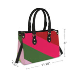 biased striped raspberry PU Leather Handbag-Small (Model 1747)