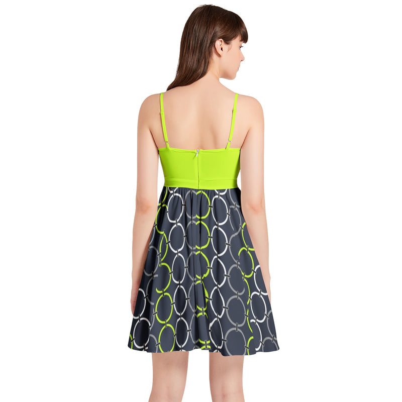 Spaghetti Strap Sleeveless Falred Hem Short Dress