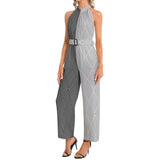 Halter Neck Buckle Belted Jumpsuit