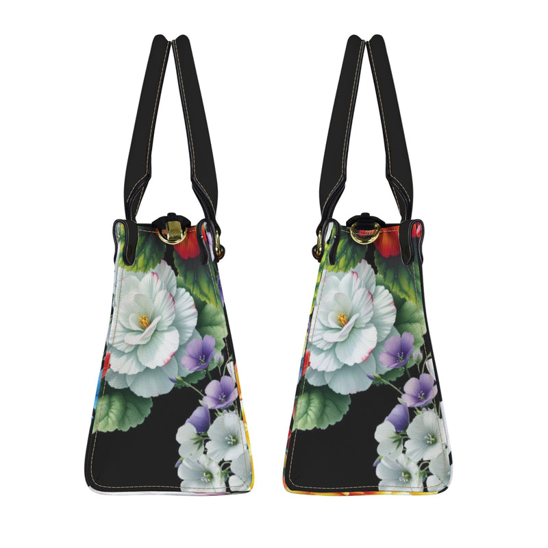 floral garden colorful print 4A PU Leather Handbag-Small (Model 1747)