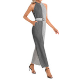 Halter Neck Buckle Belted Jumpsuit