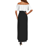 It Comes In Black Women's Off Shoulder Ruffle Boat Neck Dress (Model D71)