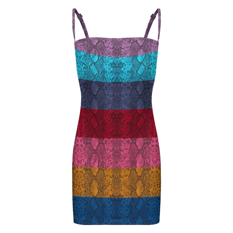 Multicolored Snakeskin Bodycon Cami Dress