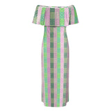 ALL GREEK 2 Women's Off Shoulder Ruffle Boat Neck Dress (Model D71)