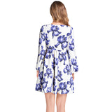 Lantern Sleeve Deep V-Neck Short Dress