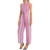 Halter Neck Buckle Belted Jumpsuit