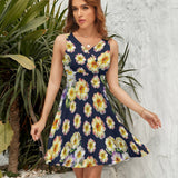 V-Neck Sleeveless Dress (NZ022)  Frocks