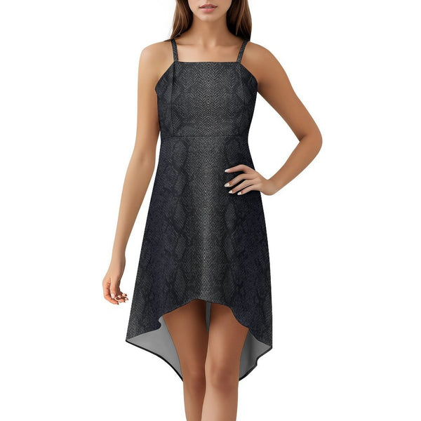 Women&#039;s High-Low Spaghetti Strap Dress Tailcoat skirt