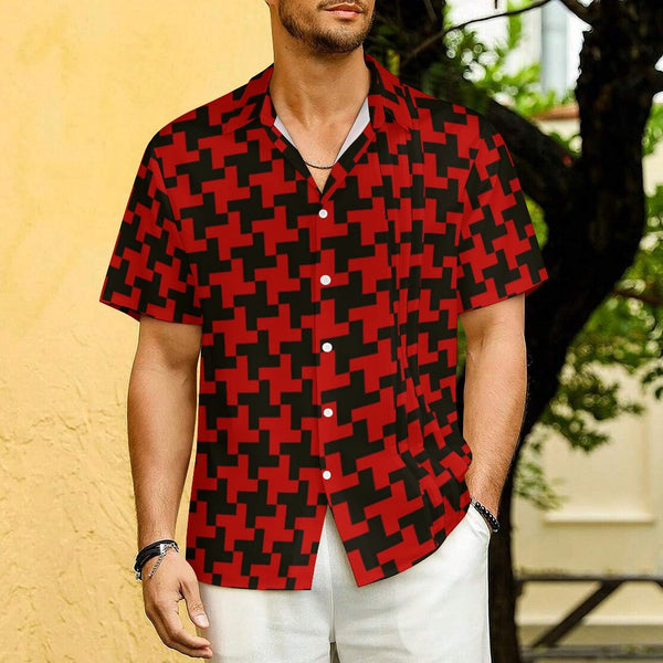 Short sleeved shirt Men's Lapel Collar Folds Design Shirt