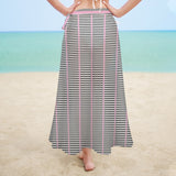 striped pink and black print Women's Long Knot Side Cover Up