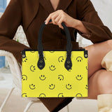 smiley face print 2A PU Leather Handbag-Small (Model 1747)
