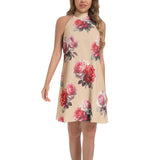 Tie Back Halter Neck Flared Dress