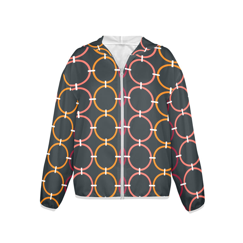 colored rings print 6BC Women's Lightweight Sun Protection Hoodie (Model H62)