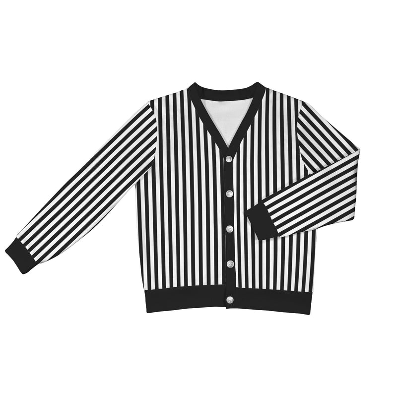 striped bw Women's Ribbed Cardigan (Model H73)