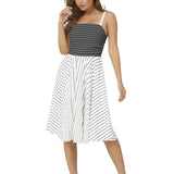 Sleeveless Square Neck Flare Hem Midi Dress