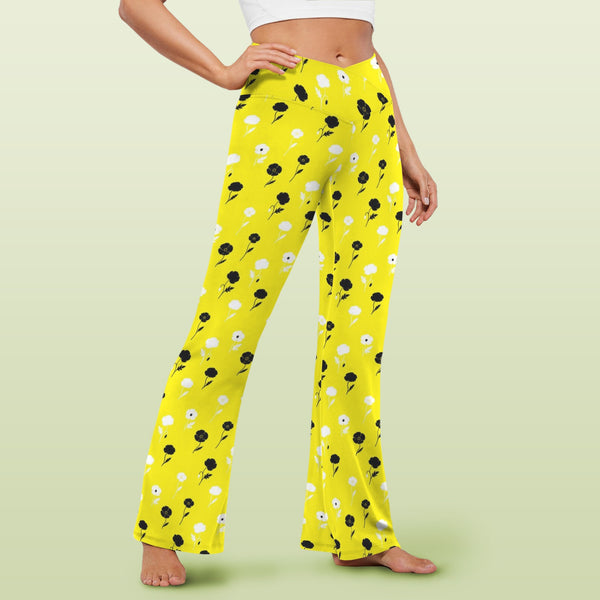 lemon poppy High Waist Crossover Tummy Control Flare Leggings