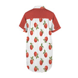 apples swimwear print Short Sleeve Button Front Shirt Dress