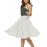 Sleeveless Square Neck Flare Hem Midi Dress
