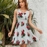 V-Neck Sleeveless Dress (NZ022)  Frocks