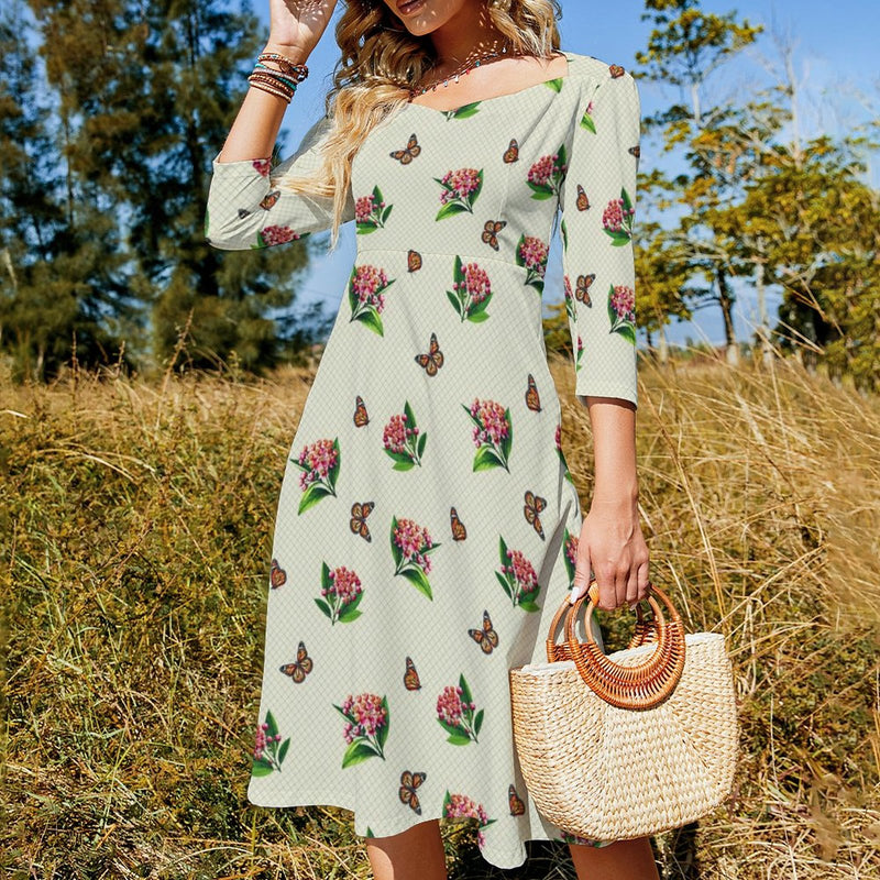 Monarch Milkweed Medley Women's Sweetheart Flare Dress