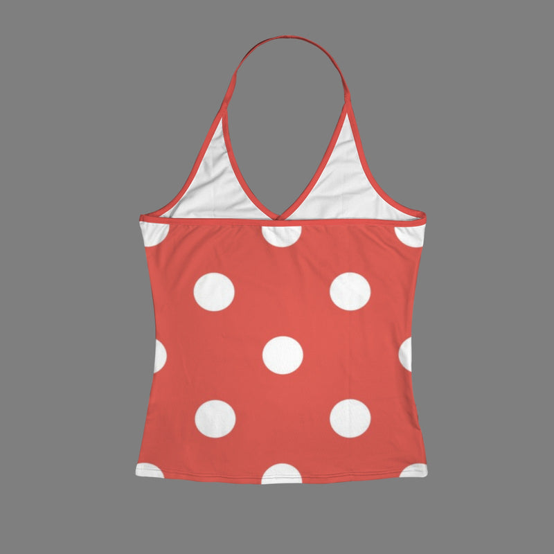 Polka Dot Women's V-Neck Halter Top (Model T83)