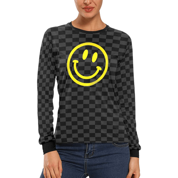 black gray 9k Women's All Over Print Long Sleeve T-shirt (Model T51)