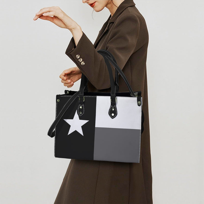 tex flag print 2z PU Leather Handbag-Medium (Model 1747)