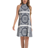 Tie Back Halter Neck Flared Dress