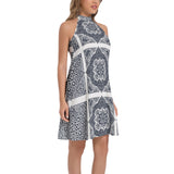 Tie Back Halter Neck Flared Dress