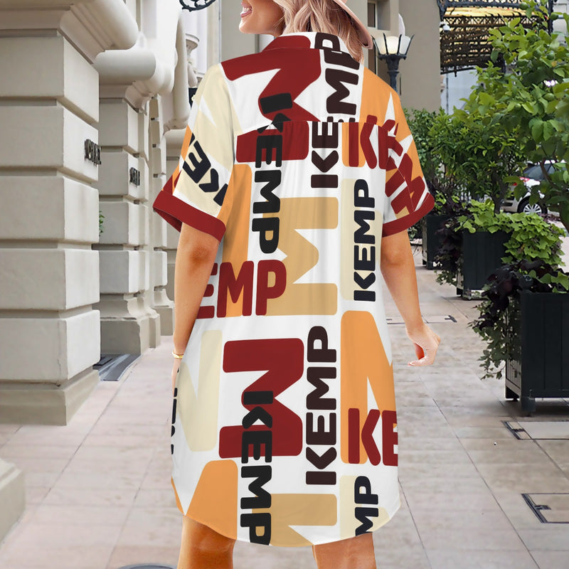 M Kemp Short Sleeve Button Front Shirt Dress