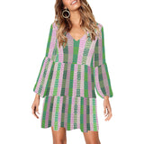 ALL GREEK PRINT V-Neck Loose Fit Dress (Model D62)
