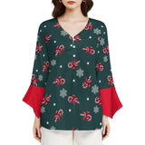 Women&#039;s V-Neck Petal Sleeve Blouse Petal sleeve top