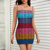 Multicolored Snakeskin Bodycon Cami Dress