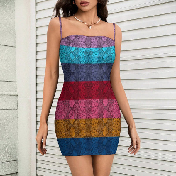 Multicolored Snakeskin Bodycon Cami Dress