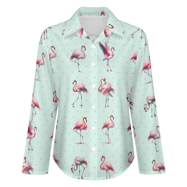 Long Sleeve Blouse (B648) Cropped hem shirt