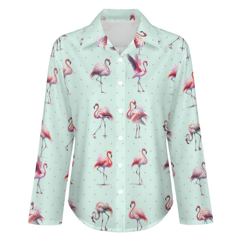 Long Sleeve Blouse (B648) Cropped hem shirt