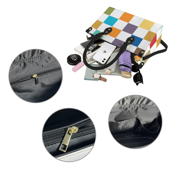 colored checkered print exotic PU Leather Handbag-Small (Model 1747)