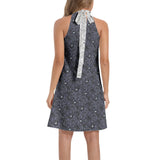 Tie Back Halter Neck Flared Dress