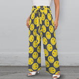 smiley 9k Strappy Elastic Waist Wide Leg Pants with Pockets