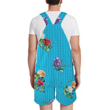 blue back rose white red peach print 3A Unisex Shorts Suspender Jumpsuit (Model L78)