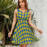 V-Neck Sleeveless Dress (NZ022)  Frocks