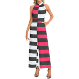 Halter Neck Buckle Belted Jumpsuit